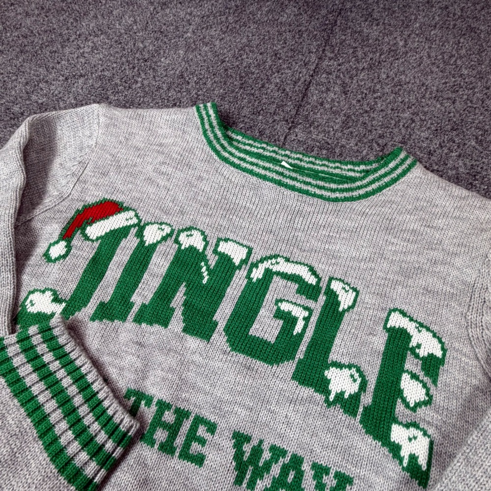 Holiday Time Boys Jingle All The Way Christmas Sweater Gray Husky Size L 10-12